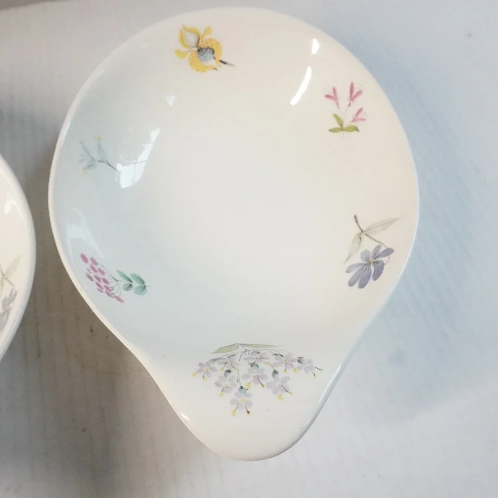 VTG Hallcraft Eva Zeisel Bouquet Serving Bowl Set Floral White Porcelain Kitchen